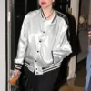 Lady Gaga Silver Metallic Bomber Jacket - Recreation