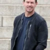 Mike McKenna The Union 2024 Mark Wahlberg Black Suede Leather Jacket