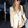 Sydney Sweeney Floral Denim Blazer Beige