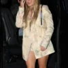 Sydney Sweeney Paris Nelson Floral Denim Jacket Beige