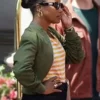 Taylour Paige Beverly Hills Cop Axel F 2024 Jane Green Bomber Jacket