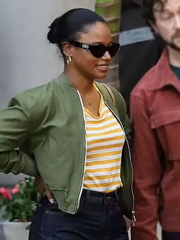 Taylour Paige Beverly Hills Cop Axel F Green Jacket