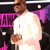 Usher BET Awards 2024 Shawl Lapel Collar White Coat