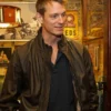 Joel Kinnaman Movie The Silent Hour 2024 Black Bomber Leather Jacket