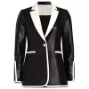 Molly Shannon Only Murders in the Building S04 Bev Melon Black and White Leather Blazer Coat