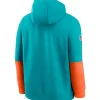 NFL Miami Dolphins 2024 Sideline Club Pullover Hoodie Blue and Orange