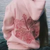 Pink Palm Puff Hawaii Hibiscus Hoodie Light Pink