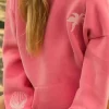 Pink Palm Puff Hawaii Hibiscus Pullover Hoodie Dark Pink