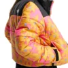 Yellow Flower Print Cropped Puffer Jacket