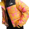 Yellow Flower Print Cropped Puffer Jacket