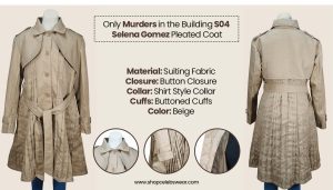 infograph banner Only Murders in the Building S04 Selena Gomez Pleated Coat