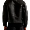 Abercrombie Cropped Leather Aviator Jacket Black