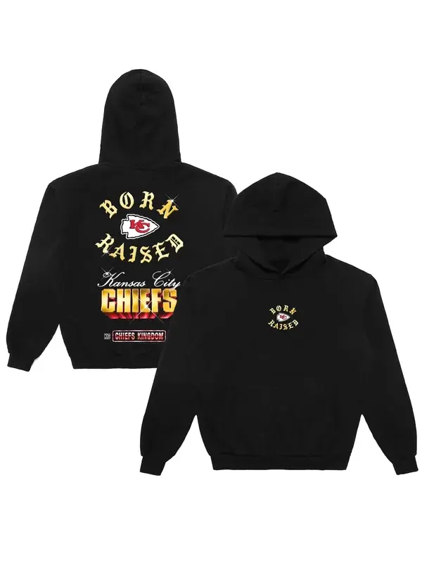 Born x Raised Black Kansas City Chiefs Chrome Rocker Hoodie