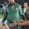 Jason Kelce Monday Night Countdown Italia Green Velvet Tracksuit