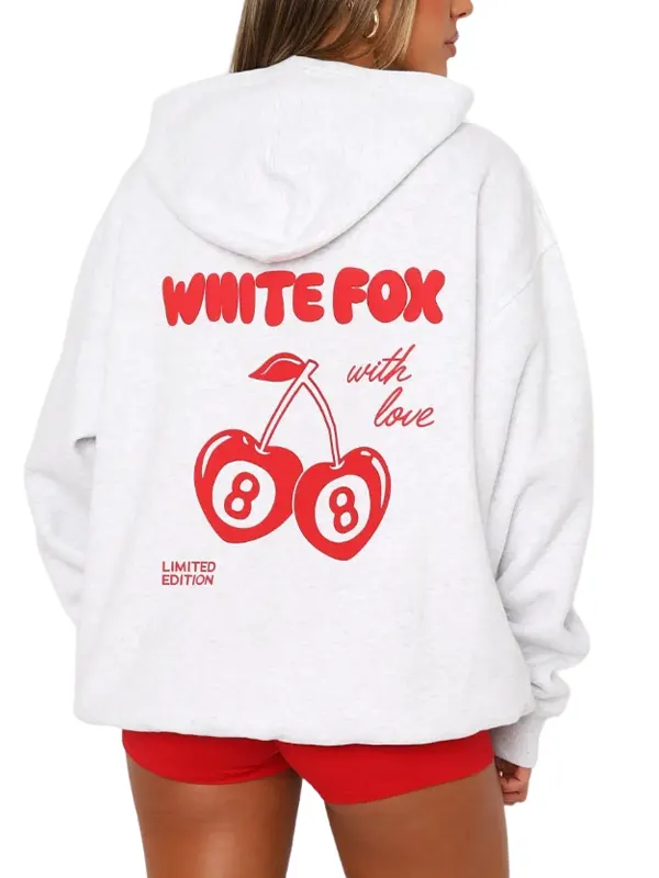 White Fox Cherry Hoodie