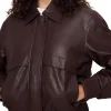 Banana Republic Leather Bomber Jacket Maroon