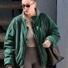 Hailey Bieber Green Bomber Jacket