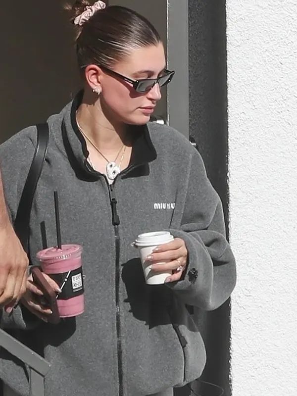 Hailey Bieber MIU MIU Fleece Sweatshirt