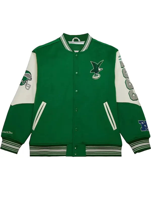 Kelly Green Philadelphia Eagles Vintage Varsity Jacket