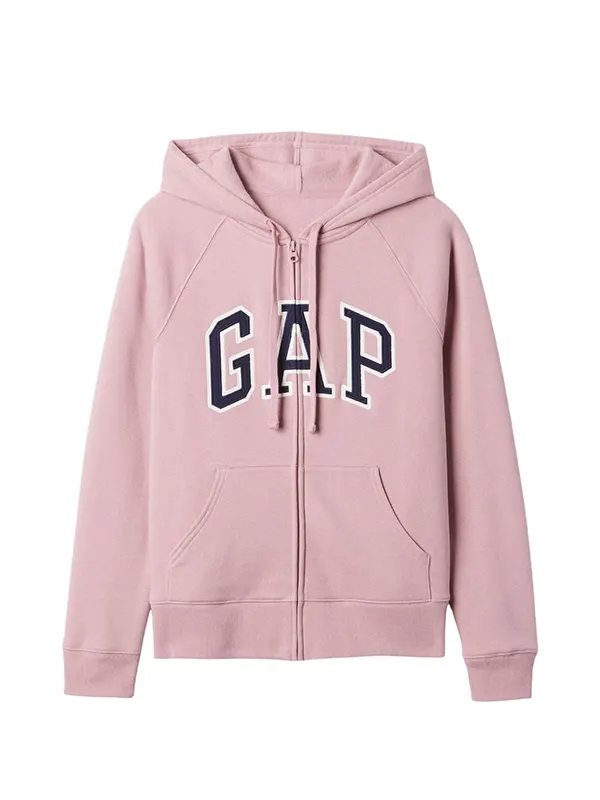 Pink Logo Zip Through Hoodie