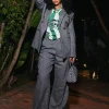 Rihanna Beverly Hills Grey Suit