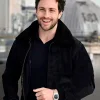 Aaron Taylor-Johnson Aviator Bomber Jacket Navy