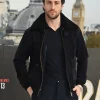 Aaron Taylor-Johnson Navy Suede Aviator Bomber Jacket