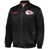 Kansas City Chiefs Team Leader Satin Bomber Jacket Black