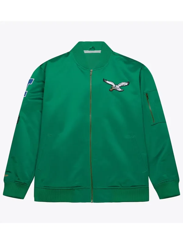 Kelly Green Philadelphia Eagles Satin Bomber Jacket