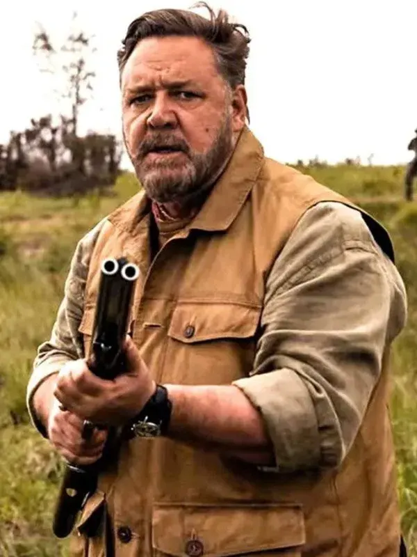 Kraven the Hunter 2024 Russell Crowe Brown Vest