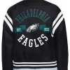 Philadelphia Eagles Black Round Team Logo Full-Snap Cropped Jacket