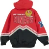 San Francisco 49ers Throw It Back NFL Jacket Black & Red