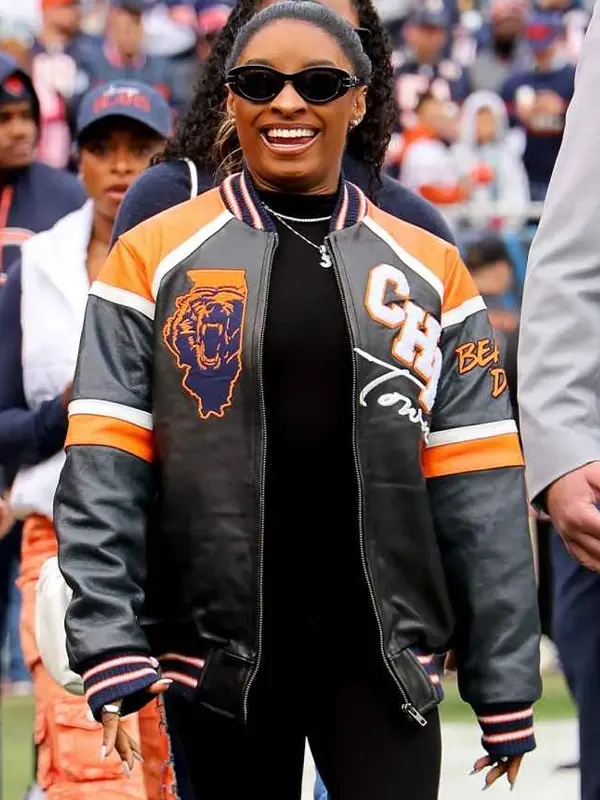 Simone Biles Chicago Bears Varsity Jacket