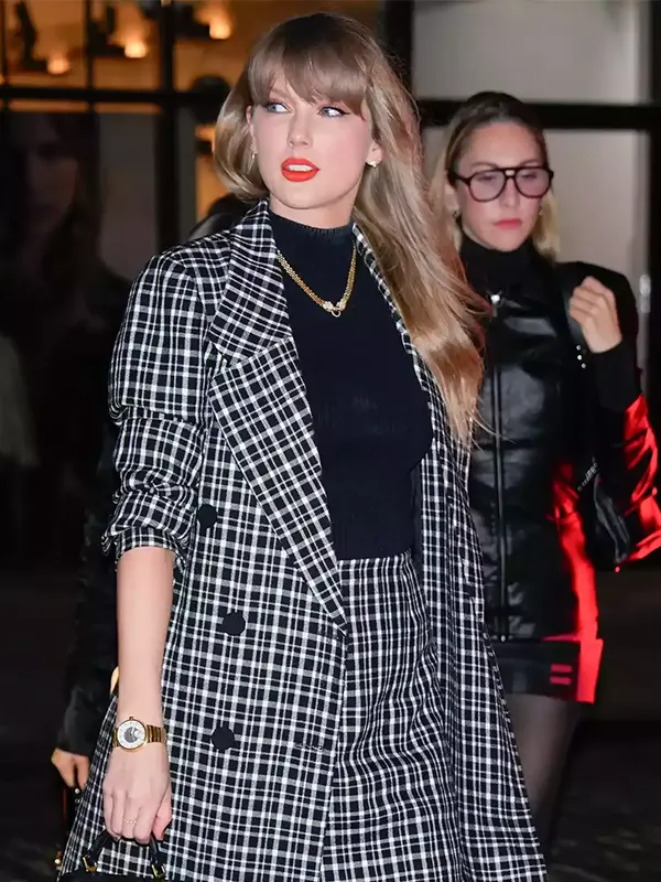 Taylor Swift Black Plaid Coat