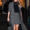 Taylor Swift Black and White Plaid Trench Coat