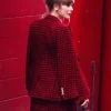 Taylor Swift Red And Black Tweed Coat