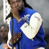 Thanksgiving Halftime Show Shaboozey Lions Blue Bomber Jacket