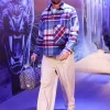 Travis Kelce Oversized Plaid Shirt Jacket Blue