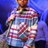 Travis Kelce half-zip plaid shirt jacket