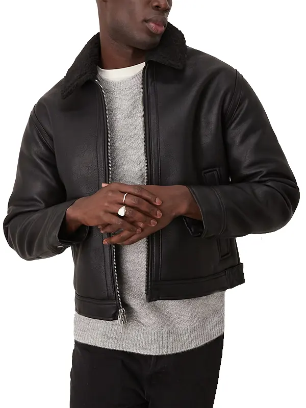 Vegan Leather Sherpa Shearling Jacket