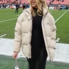 Brittany Mahomes Chiefs Beige Puffer Jacket