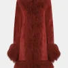 Charlotte Simone Lulu Faux Fur Coat Red