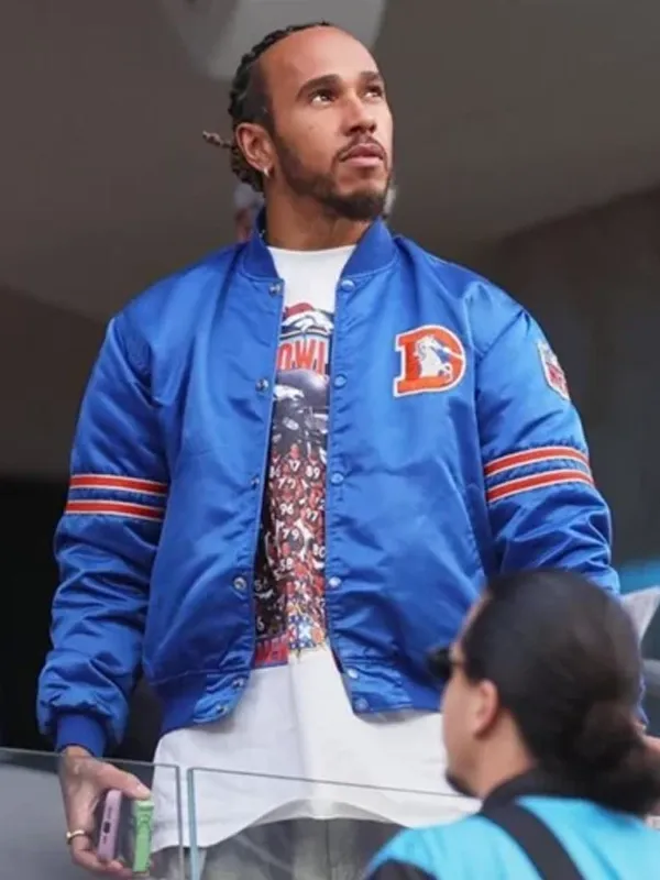 Denver Broncos Lewis Hamilton Blue Starter Varsity Jacket