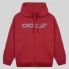 GOLF WANG RED ZIP UP HOODIE