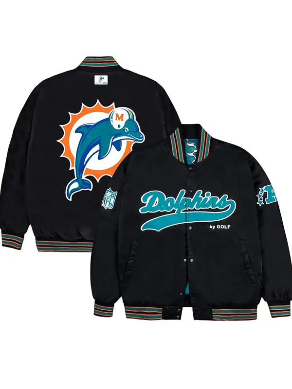 Miami Dolphins GOLF WANG Satin Bomber Jacket