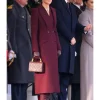 Princess Of Wales Kate Middleton Alexander McQueen Long Burgundy Coat