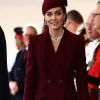 Princess Of Wales Kate Middleton Long Burgundy Coat