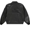 Supreme Stone Island Leather Bomber Jacket Black