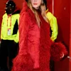 Taylor Swift Faux Fur Red Suede Coat