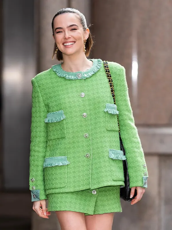 Zoey Deutch Green Tweed Jacket